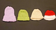 Handmade Crocheted Preemie Newborn Baby Beanie Hats Pack of 4 Multicolor