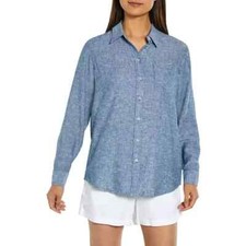 Top para mujer Gap de lino con botones talla XS azul Crosshatch