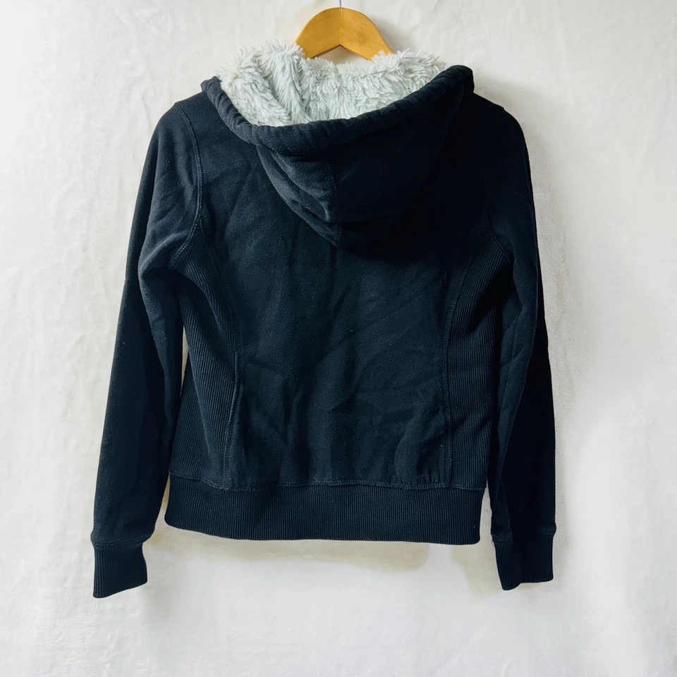 Guess джинсы молнии толстовка с капюшоном черный искусственного меха с подкладкой Y2K хип-хоп 90-х хипстер гранж - Изображение 2 из 4