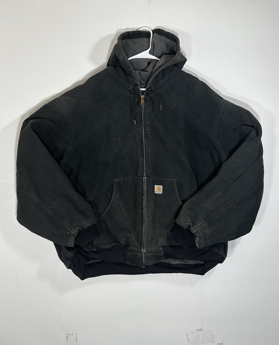 Carhartt J158 BLK Black Hooded Canvas Jacket Lined Size 4XL Carhartt J158 BLK Black Hooded Canvas Jacket Lined Size 4XL