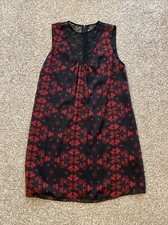 Alice + Olivia Sleeveless Shift Red Lace Dress V Neck Size 6 with Flaws