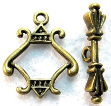 10Sets Tibetan Antique Bronze Unique Toggle Clasps Connectors Hooks C343