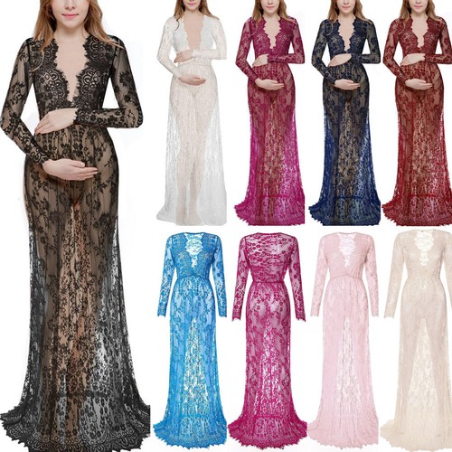 Maternity Maxi Gown Pregnant Women Lace 