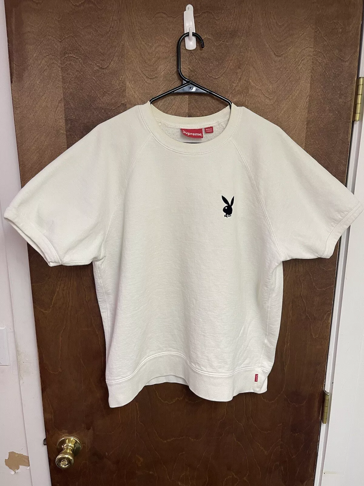 Supreme Playboy pull col rond homme grand blanc manches courtes lapin SS16