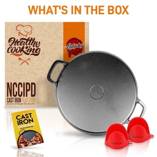 NutriChef Cast Iron Pizza Pan - Thumbnail 4
