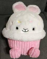 FAO Schwarz 12" Glow Brights White  pink Bunny Cupcake Plush