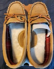 Old Friend Kelly Slippers, New, Womens Size 10, Moccasins, Tan, Leather Laces