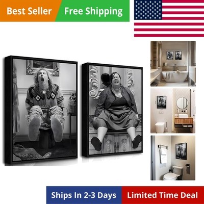 Funny Wall Art Set of 2 - Black Floating Frame Black and White Vintage Humor ...