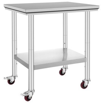 Uimoso Stainless Steel Prep Table with Casters, 30x24 Inch for Commercial Use