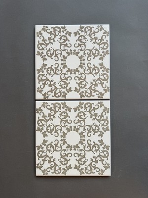Marcel Wanders Iris Tiles 8x8 Pair Taupe on White   Ceramica Bardelli Italy
