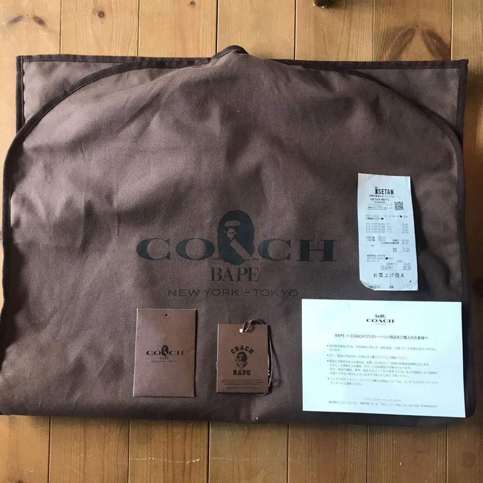 A Bathing Ape Coach Brown Leather Down Jacket Classic Sheepskin Men’s Size M - Image 3 of 4