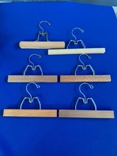 Vintage Wooden Pants Skirt Slacks Trousers Hangers Metal Clamps Mixed Lot Of 6
