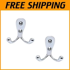 Silver Double Hooks for Clothes & Bags, 10-Pack