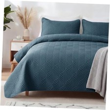 Extra Soft Full Queen Quilt Bedding Set, Lightweight Queen 96"x90" Navy