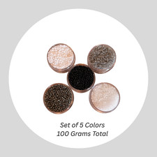 Set of 5 Colors Miyuki 11/0 Round Seed Beads Black White Gray 100 Grams Total
