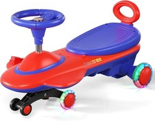 12V Kids Electric Wiggle Car Ride-On Toy w/ LED Lights, Music, Anti-Rollover