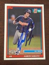 2021 Topps 1991 AARON SABATO Twins In-Person Signed AUTO Autographed
