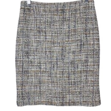 Vintage BASLER 10 Grey Tweed Pencil Skirt Wool Blend Knee Length Tailored Career