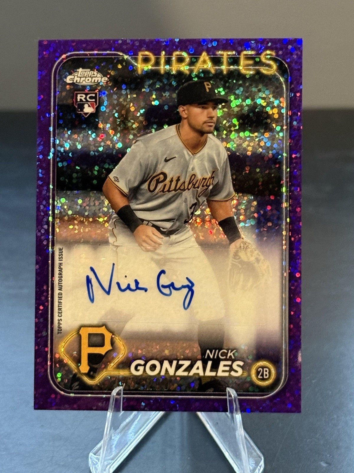 Nick Gonzales 2024 Topps Chrome Update Autographs Purple Speckle Refractor /299