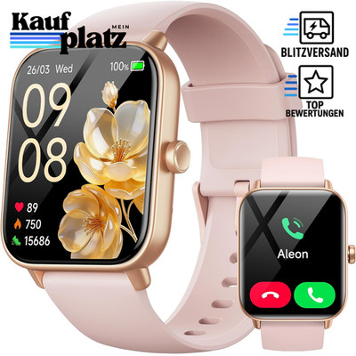 Smartwatch Damen 1,8'' mit Telefonfunktion Fitnessuhr Herzfrequenz IP68