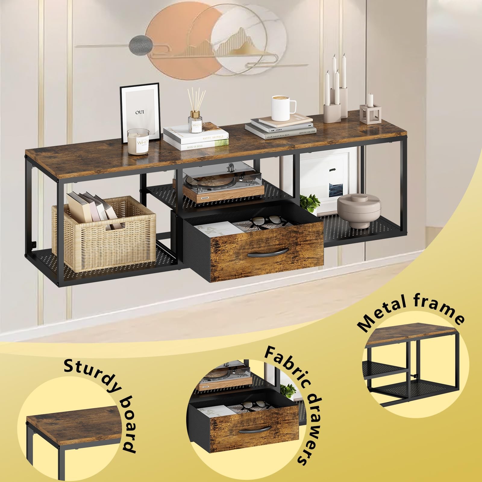 Floating Wall TV Stand Mounted with Storage Cabinet Entertainment Television