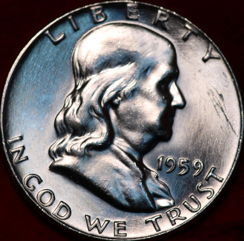 Uncirculated 1959 Philadelphia Mint Silver Franklin Half