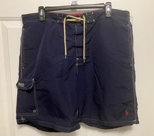 Men  s Polo Ralph Lauren Swim Trunks XL Navy Blue Red Logo Beach Shorts