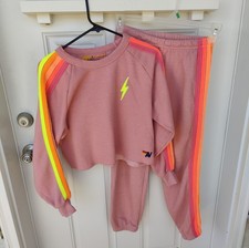 Aviator Nation Small Bolt Set Classic Cropped Crew Neck Sweatshirt/Sweatpants