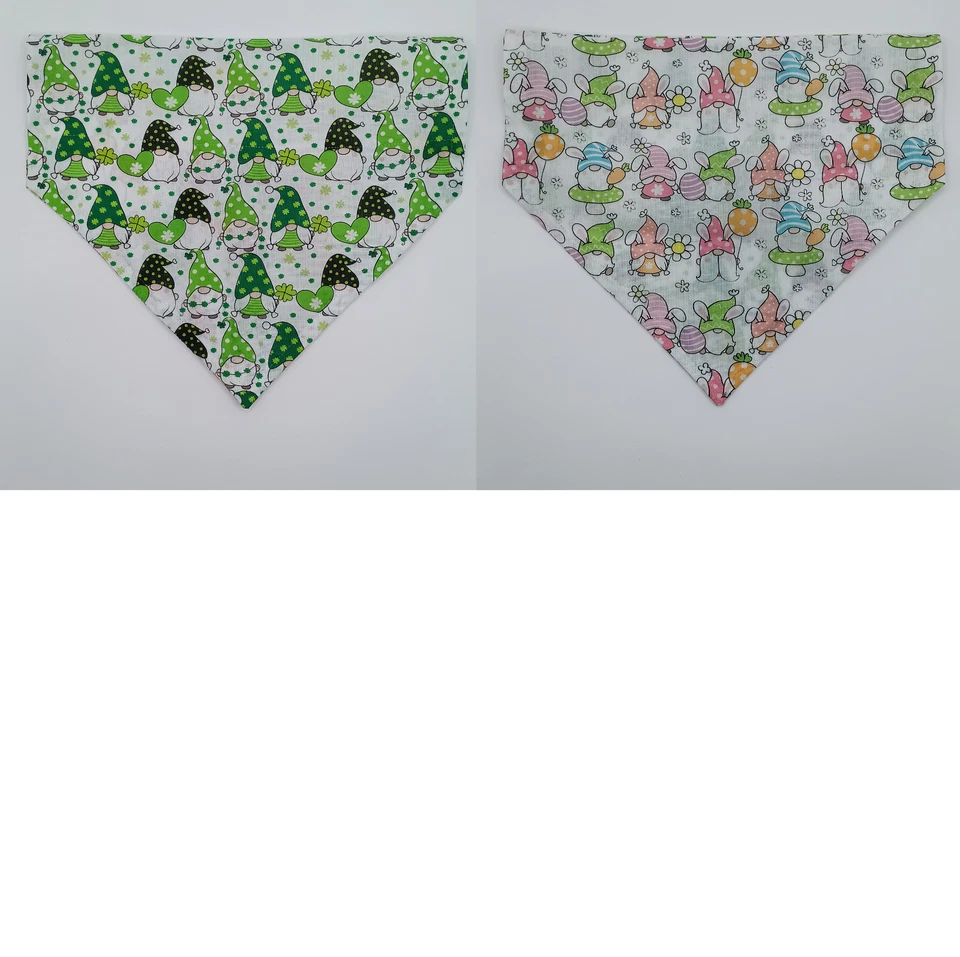 Gnomo Día de San Patricio Pascua Reversible Sobre el Cuello Perro Bandanas Foto 2 de 4