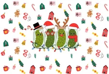 Christmas Wrapping Paper – 5 Sheets – 24" x 36" Each Sheet Dancing Pickles