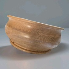 Artisan Hand-Turned Cherry Wood Bowl 10" Diameter Signed 2002