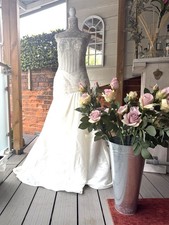 Ronald Joyce Ivory Strapless A-Line Satin Wedding Dress Beaded Ruched