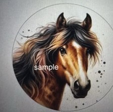 BEAUTIFUL BROWN HORSE FACE ENVELOPE LABELS STICKERS SEALS 1.5" ROUND