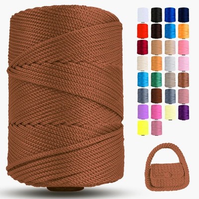 Polyester Macrame Cord 3mm x 251 Yards, Braided Crochet Yarn, Polypropylene R...
