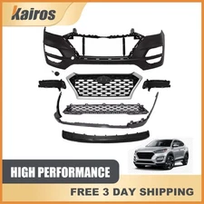 For 2019-2021 Hyundai Tucson Complete Front Bumper Cover Grille Skid Plate Set