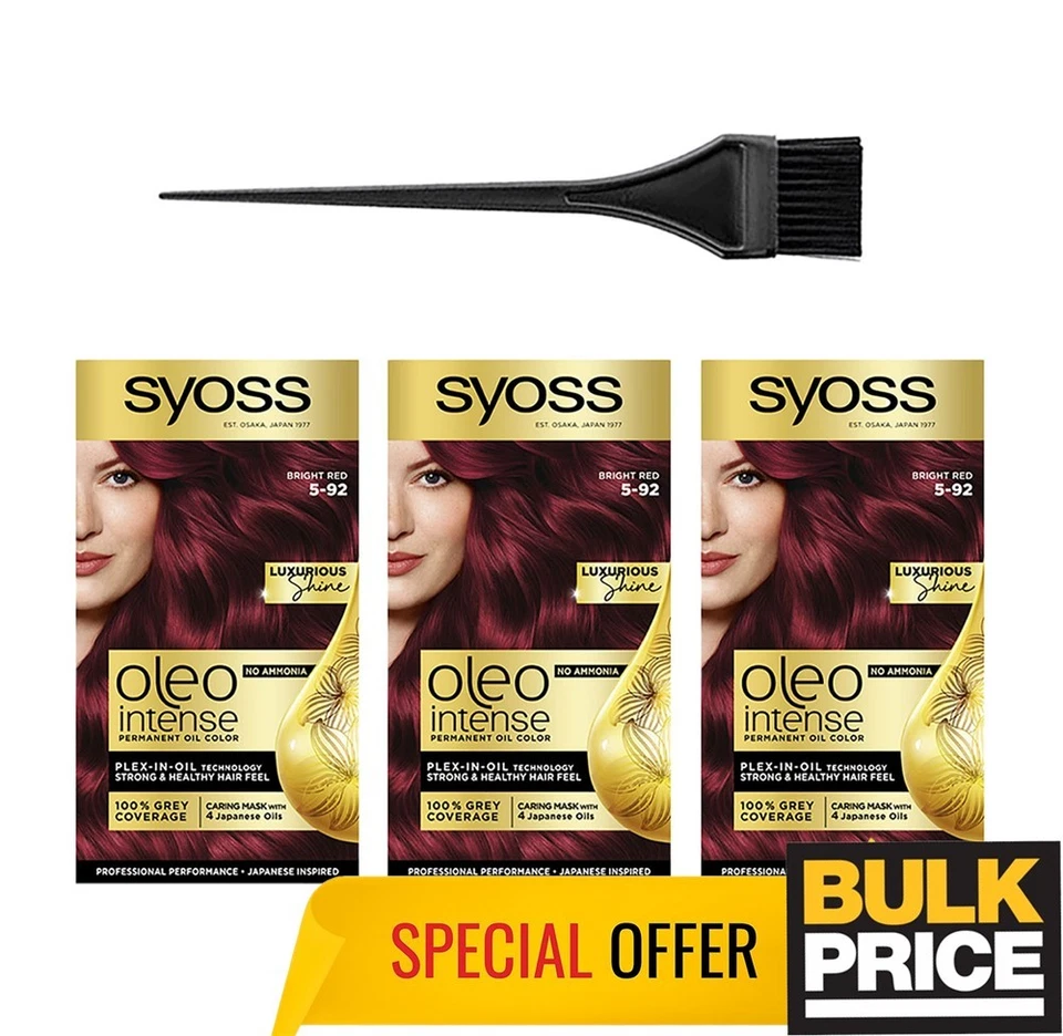 Syoss Oleo Intenso 5-92 Rojo Brillante Sin Amoníaco Color de Cabello Calidad Salón Paquete de 3 Foto 3 de 4