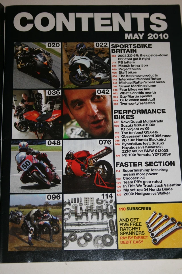 Performance Bikes May 2010 Ducati 916 Kawasaki ZX 6R B1 Special GSX R Issue - Image 2 of 4