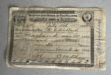 1922 Order Of The Odd Fellows Pearland Lodge No 831 Texas Membership Card