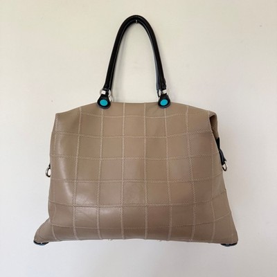 Gabs Firenze Quilted Leather Convertible Tote Bag Beige Italian Artisan Travel