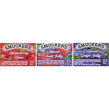 Smucker's Strawberry Jam, Mixed Fruit and 0.5 Ounce Pack of 200 , Red