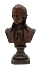 Eugene Bormel Antique 19th C French Bronze Bust Wolfgang Amadeus Mozart Statue