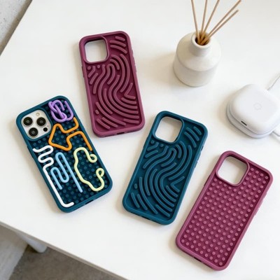 3D Stereoscopic Silicone Color Line NEW iPhone Case Sensory Decompression
