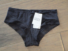 SIMONE PERELE EUGENIE RIBBED MODAL AND LAC BOYSHORT PANTIES IN BLACK SIZE 1/XS