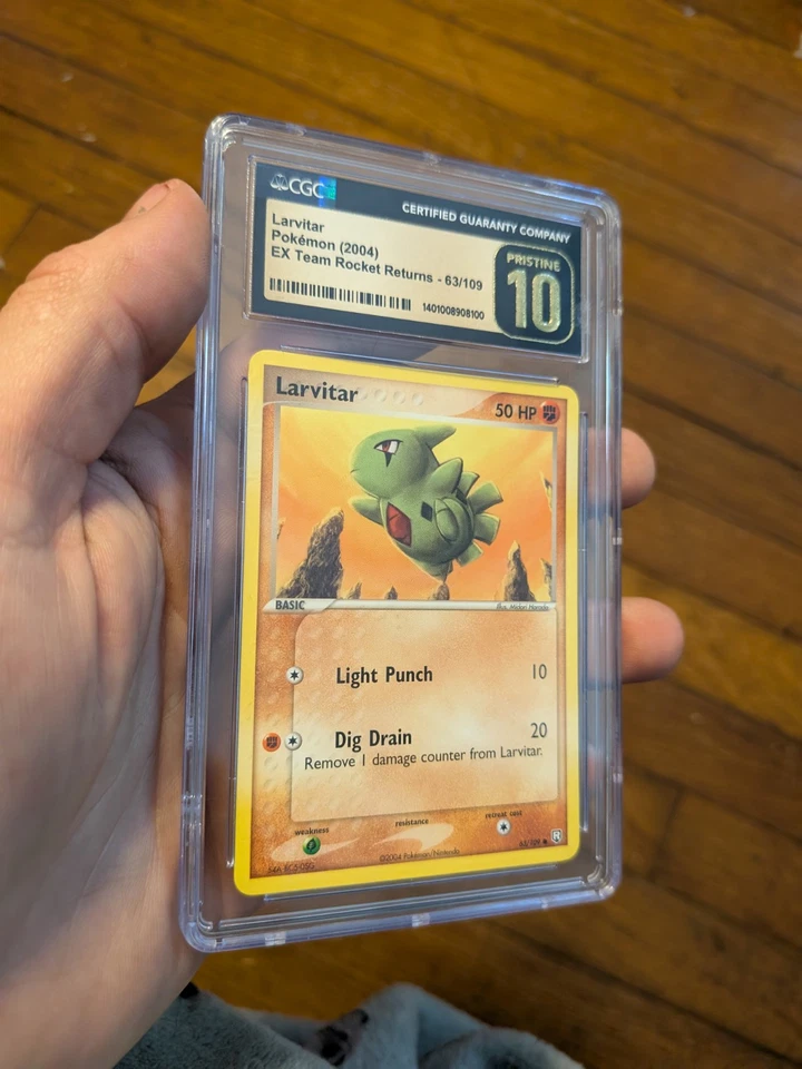 (POP 4) CGC 10 PRISTINE EX Team Rocket Returns Larvitar 63/109 Pokemon Card - Image 2 of 4