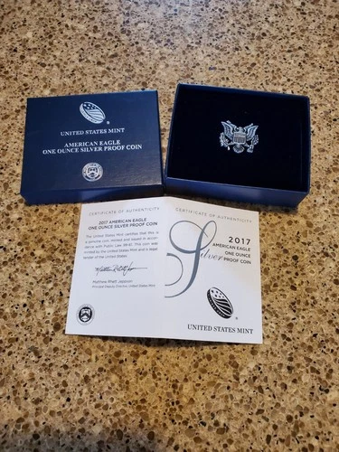 2017-W American Silver Eagle Proof OGP Box and COA. No Coin.