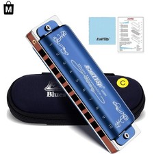 Diatonic Harmonica in Key of C - 10 Holes with Blue Case Gift Packaging
