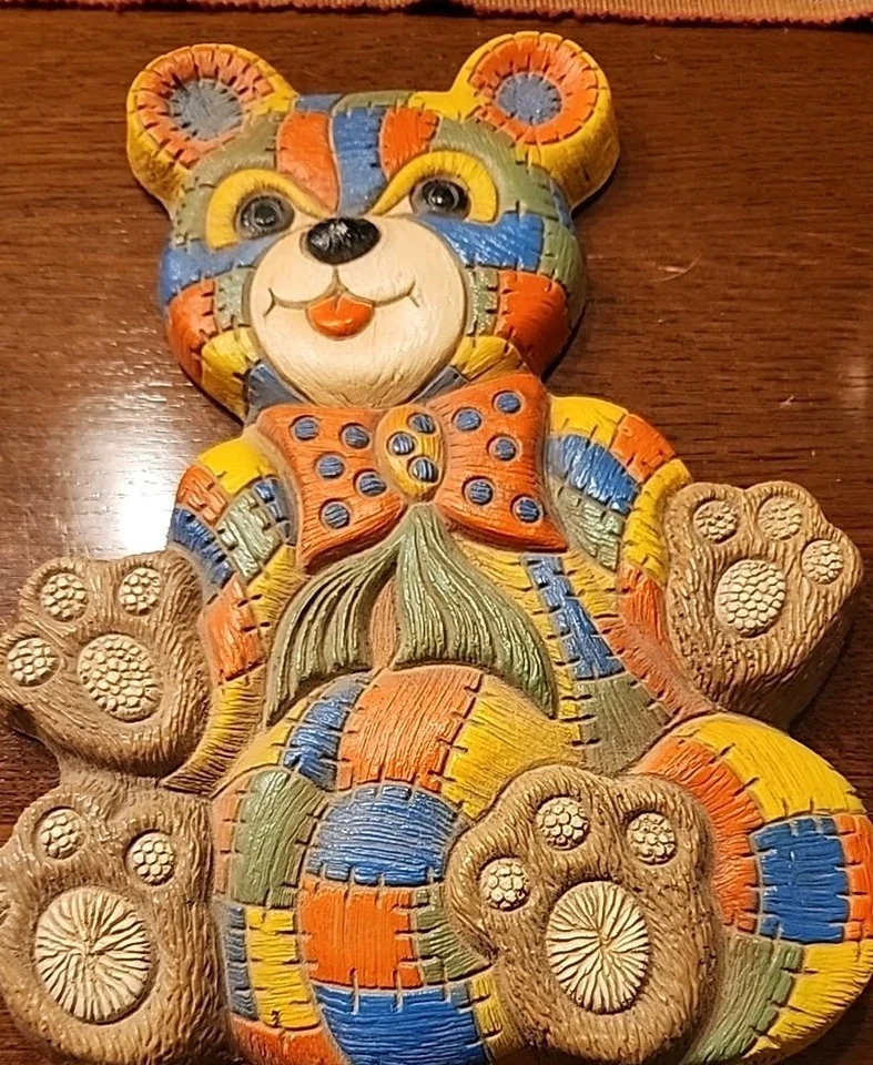 Oso de peluche caballo mecedor retazos artesanales de espuma Syroco 70 de colección, decoración de pared para guardería Foto 3 de 4