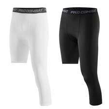 2 Pack Men's Leg 3/4 Compression Pants Athletic Tight Leggings Base Layer for...