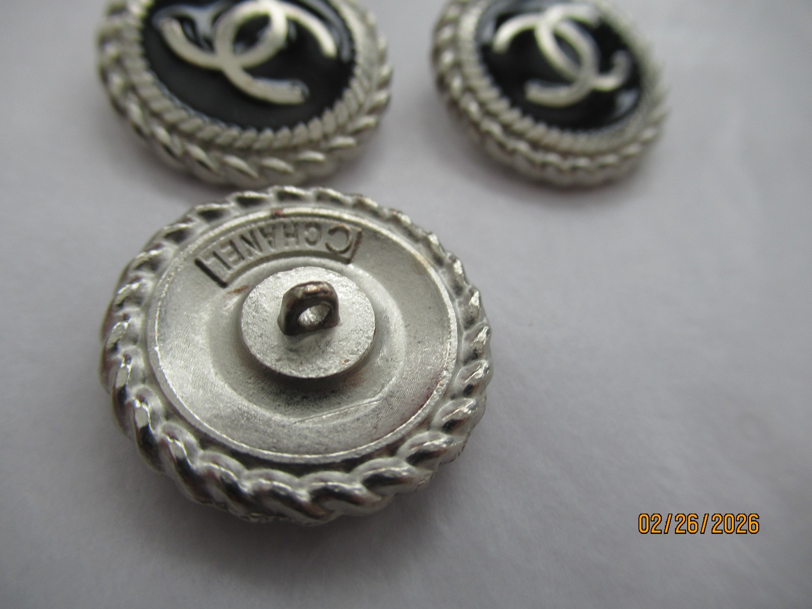 Lot Of ten 22 Mm Designer Cc Button black, silver Tone Chanel 10 BUTTONS