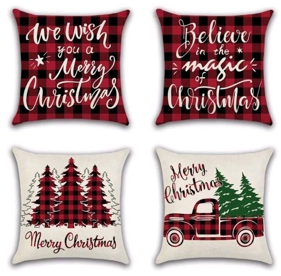 Christmas Decorations Christmas Pillow Covers 20x20 Inch Set of 4 Farmhouse